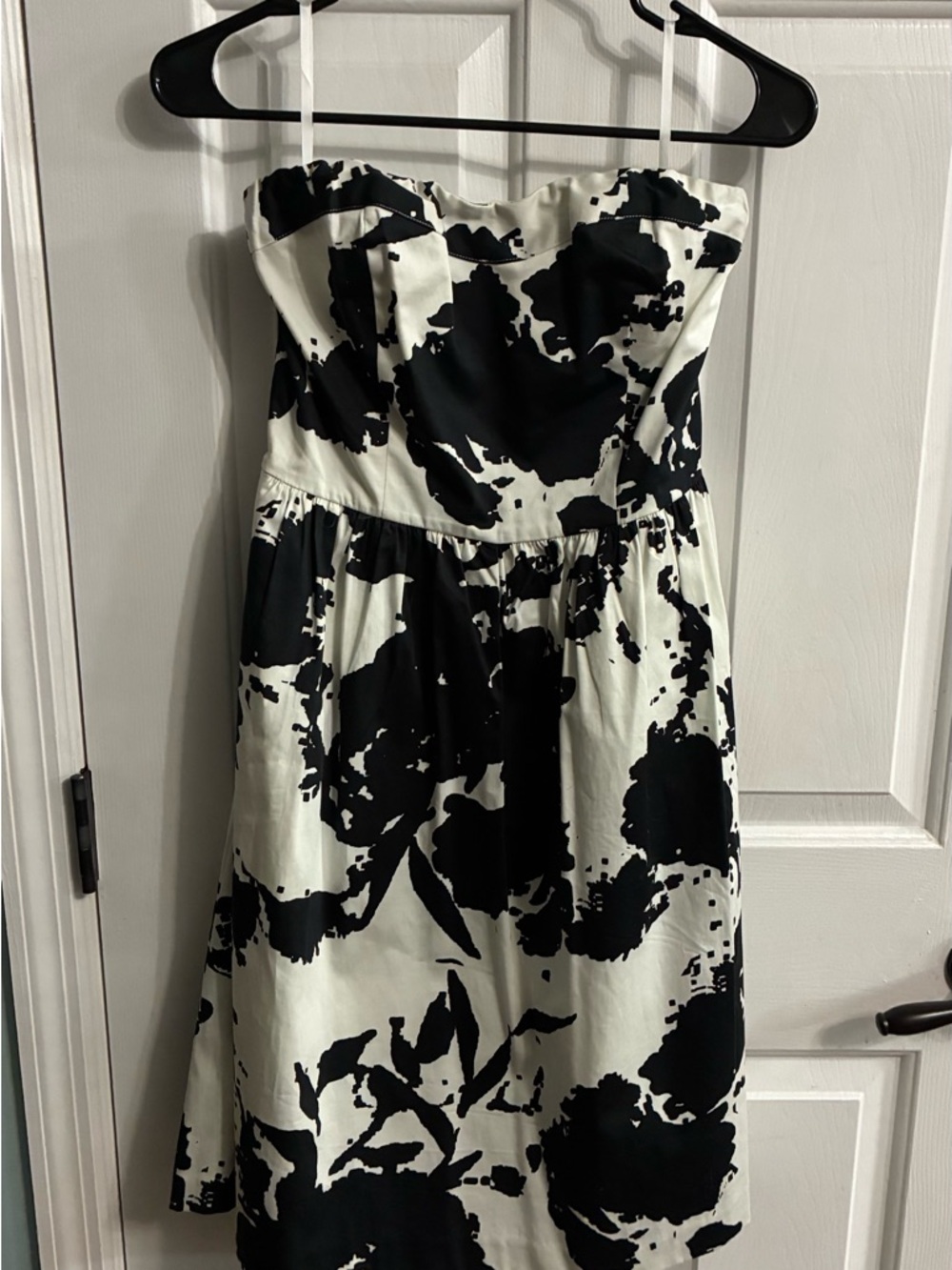 The Limited Strapless Black and White Floral Print Dress